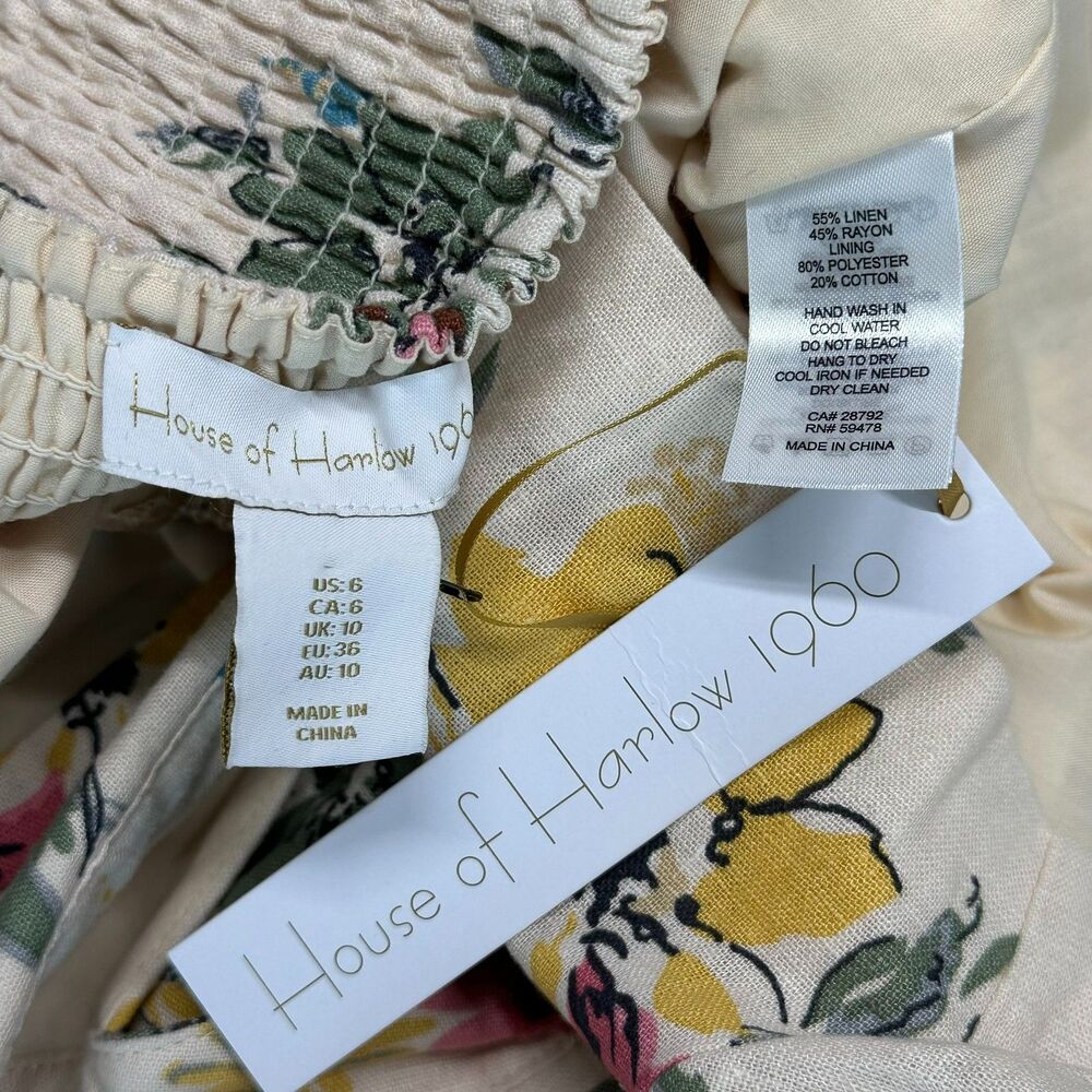 NWT House of Harlow Romper Linen Shorts Halter Backless Sleeveless Floral Size 6 - Picture 5 of 8